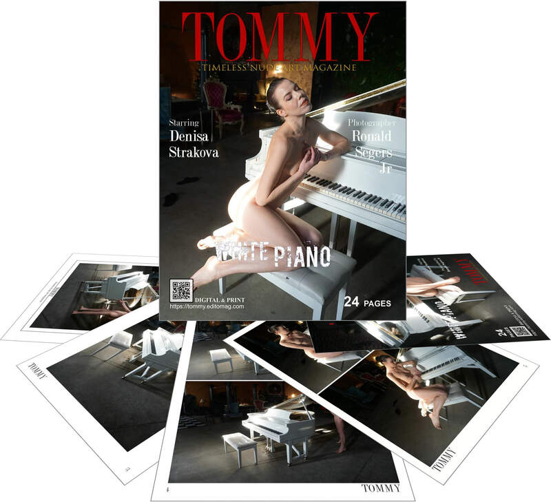 Denisa Strakova - White Piano perspective covers - Tommy Nude Art Magazine
