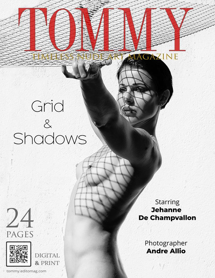 Jehanne De Champvallon - Grid And Shadows cover - Tommy Nude Art Magazine
