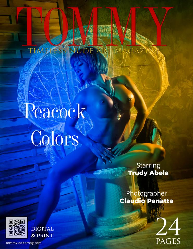 Trudy Abela - Peacock Colors cover - Tommy Nude Art Magazine